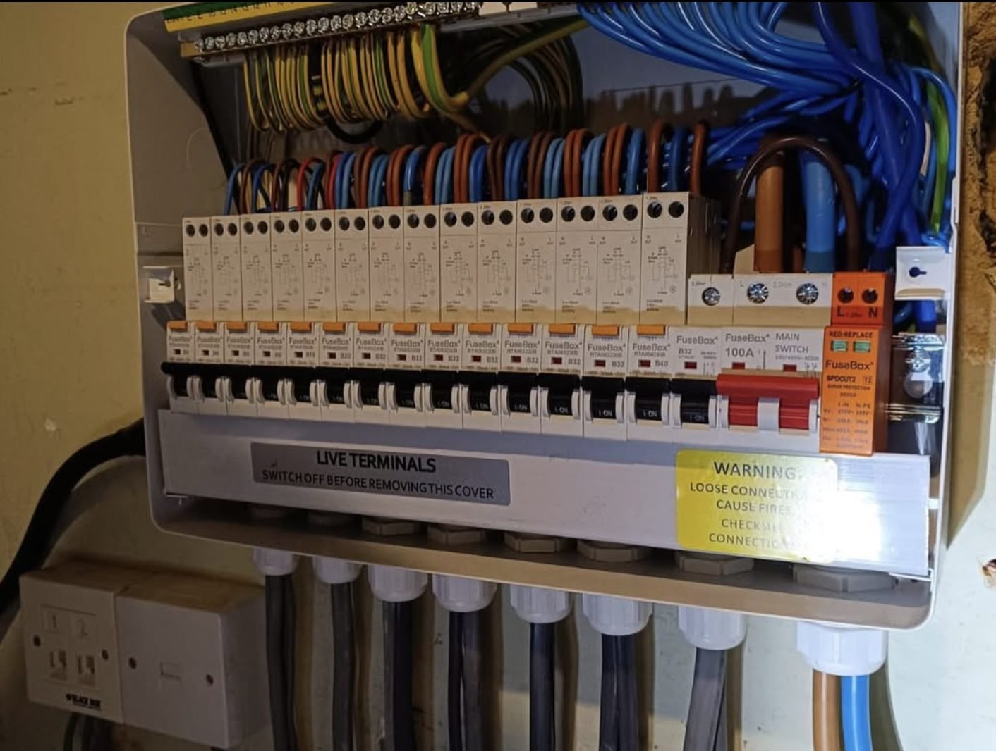 New consumer unit installation with labelled circuits